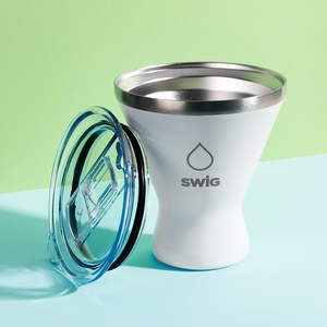 SWIG Chill Ice Cream Cup with Lid White with Silver 300mL