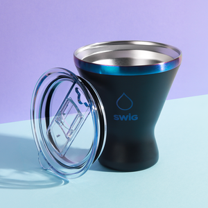 SWIG Chill Ice Cream Cup with Lid Matte Black with Iridescent 300mL