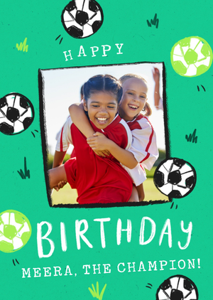 Happy Birthday Football Champion Photo Upload Card