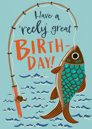 Have A Reely Great Birthday Illustrated Fishing Card