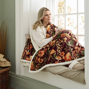 Deyongs Sherpa Mushroom 140x180cm Wine Heated Throw