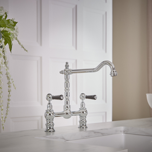 Milano Elizabeth - Classic Bridge Kitchen Mixer Tap - Chrome and Black
