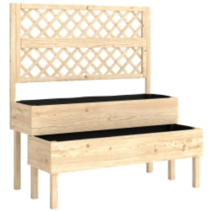 Outsunny Raised Garden Bed 2-Tier Stepped Design Planter Box with Trellis for Climbing Plants 108x62x120 cm