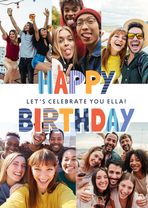 Colourful Photo Upload Happy Birthday Card