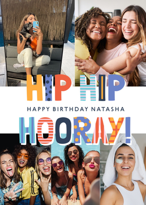 Hip Hip Hooray Photo Upload Birthday Card