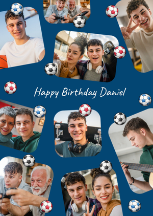 Football Themed Photo Upload Birthday Card