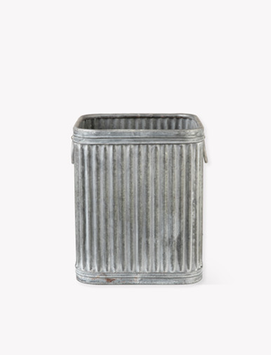 Vence Square Planter 34cm - Galvanised Steel, Grey