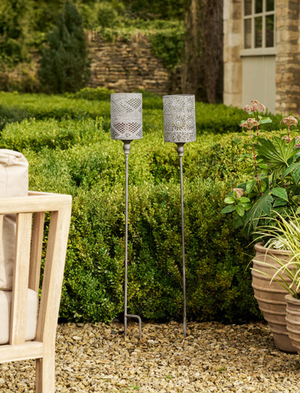 Bisley Lanterns - Steel, Brushed Nickel, Set of 2