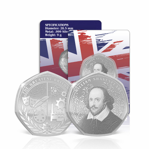 Greatest Britons William Shakespeare Silver Plated BU Commemorative