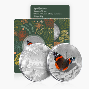 British Wildlife Red Admiral Butterfly Silver Plated BU Commemorative