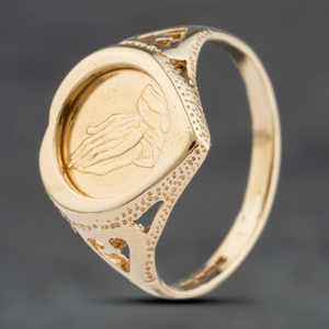 Pre-Owned 9ct Yellow Gold Pray Signet Ring 41103993