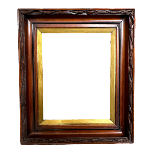 Antique Eastlake Carved Faux Bois Mahogany and Gilt Wood Frame