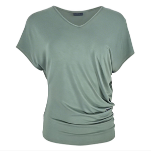 Bergen Sea Green Bamboo V Neck Asymmetric T-Shirt (M)