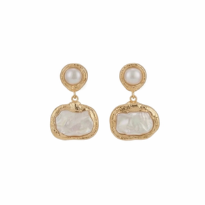 Natural Mother Of Pearl Dangle Vermeil Gold Earrings