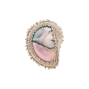Silver Beaded Nautilus Seashell Goddess Brooch Gold Sterling Silver Pin