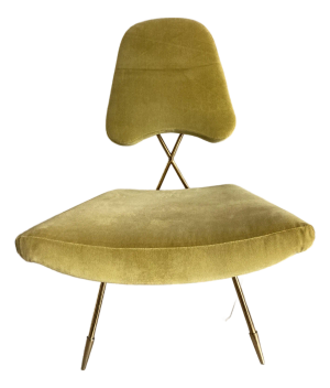 Jonathan Adler Midcentury Modern Maxime Green Gold Velvet Chair