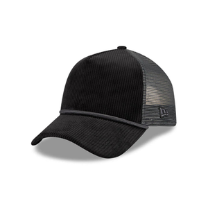 New Era Wide Cord Black 9FORTY A-Frame Trucker Adjustable Cap