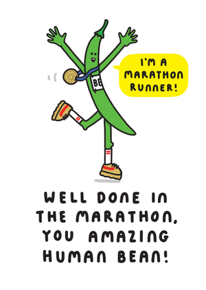 I'm A Marathon Runner Well Done Human Bean Card