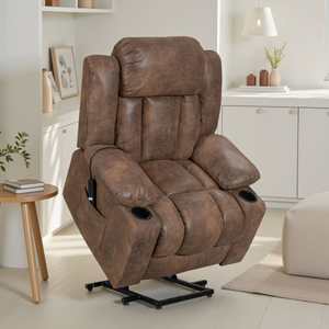Faux Leather Suede Brown Electric Riser Recliner VANCOUVER
