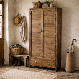 Heritage Natural Two Drawer Tall Cupboard