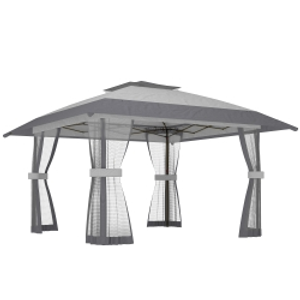Outsunny Carpa Plegable 4x4 m Pop-up con Doble Techo 4 Laterales de Malla Altura Ajustable Bolsa Transporte UPF30+ Gris