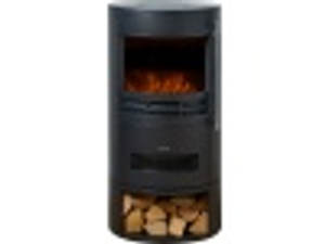 Sureflame Dunston Round Electric Stove with Log Storage in Black