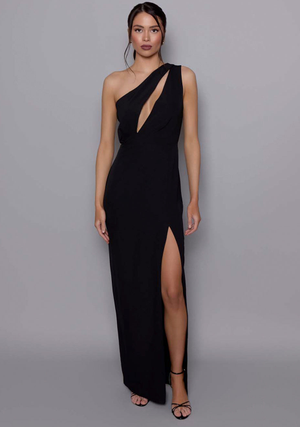Vanessa | One Shoulder Cut Out Black Maxi Dress