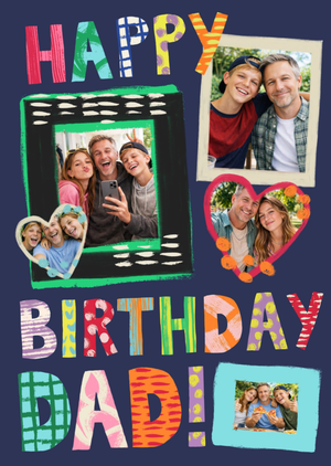 Happy Birthday Dad Colourful Photo Collage Photo Upload Card