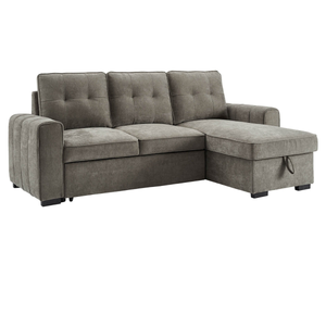 Terry Fabric Corner Sofa Bed with Storage Chaise