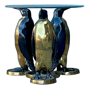Vintage Bronze and Brass Penguin Table After Joseph D’aste