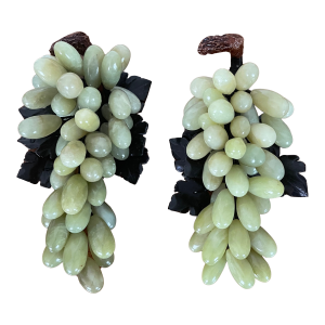 1960s Pair of Jade Jadeite Large Grapes Sculptures Chinese