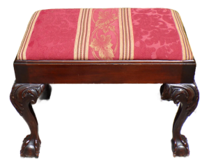 Vintage Chippendale Solid Mahogany Queen Anne Vanity Bench Stool Footstool