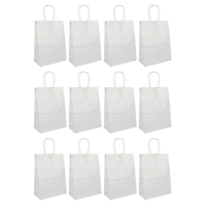 Silver Paper Party Bags with Handles 22cm - Pack of 12