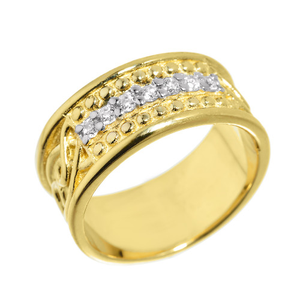 Gold Celtic Knot CZ Wedding Band (Available in Yellow/Rose/White Gold)