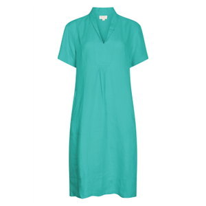 Elodie Short Sleeve Midi Dress Linen - Aqua (L)