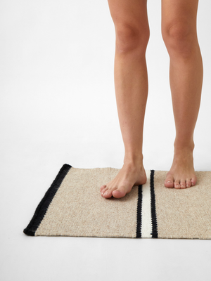 Patio Door Mat in Black Stripe