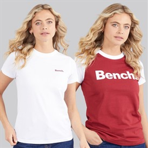 Bench Womens Bruxo Two Pack T-Shirts Cranberry/White