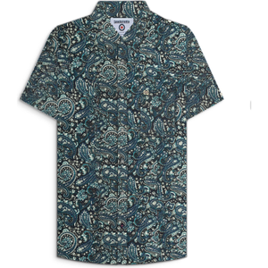 Lambretta Mens Paisley Short Sleeve Shirt - 2XL / Black/Grey/Blue