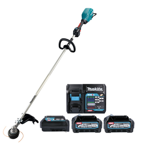 Makita UR008GD201 40v Max XGT Brushless Loop Handle Line Trimmer With 2 x 2.5Ah Batteries, Charger & Adaptor