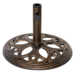 Outsunny 11.5 kg Cast Metal Round Patio Umbrella Base Stand, Umbrella Holder for Outdoor, Patio, Garden, Bronze Tone