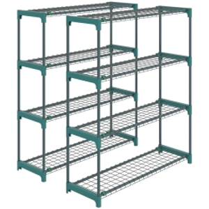 Outsunny Juego de 2 Soportes para Plantas de 4 Niveles Interior y Exterior Estantes Metálicos con Conectores Fácil Montaje Verde