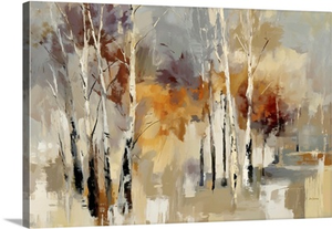 Autumn Forest With Birch Trees And Earth Tones