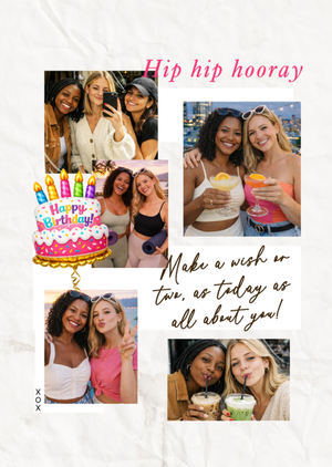 Hip Hip Hooray Make A Wish Illustrated Photo Upload Birthday Card