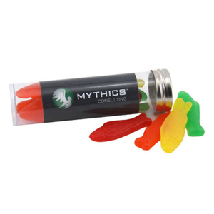 5"  plastic tube with Swedish  Fish