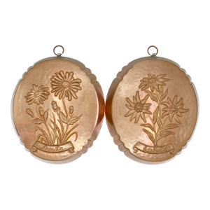 Vintage Swedish Floral Hammered Copper Molds
