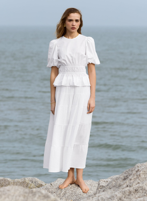 Rhoda Organic Cheesecloth Tiered Maxi Skirt - UK 10 | EU 36 | US 06 / Pure White
