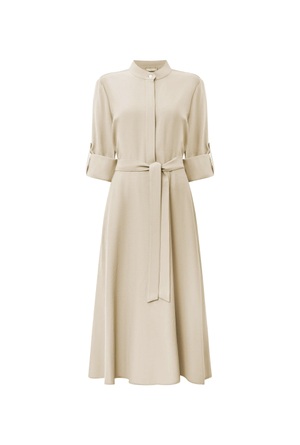 Cream Tie-Waist Midi Dress (L)