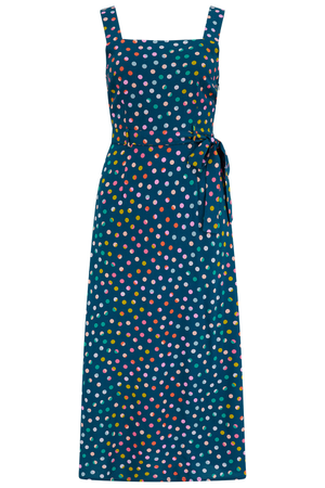 Elva Midi Sundress Petrol Navy, Rainbow Marbles (XL)