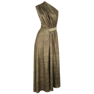 Primrose Path Antique Gold One Shoulder Dress (XS)