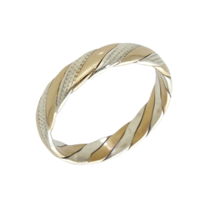 Pre-Owned 9ct Yellow & White Gold 4mm Twist Band Ring